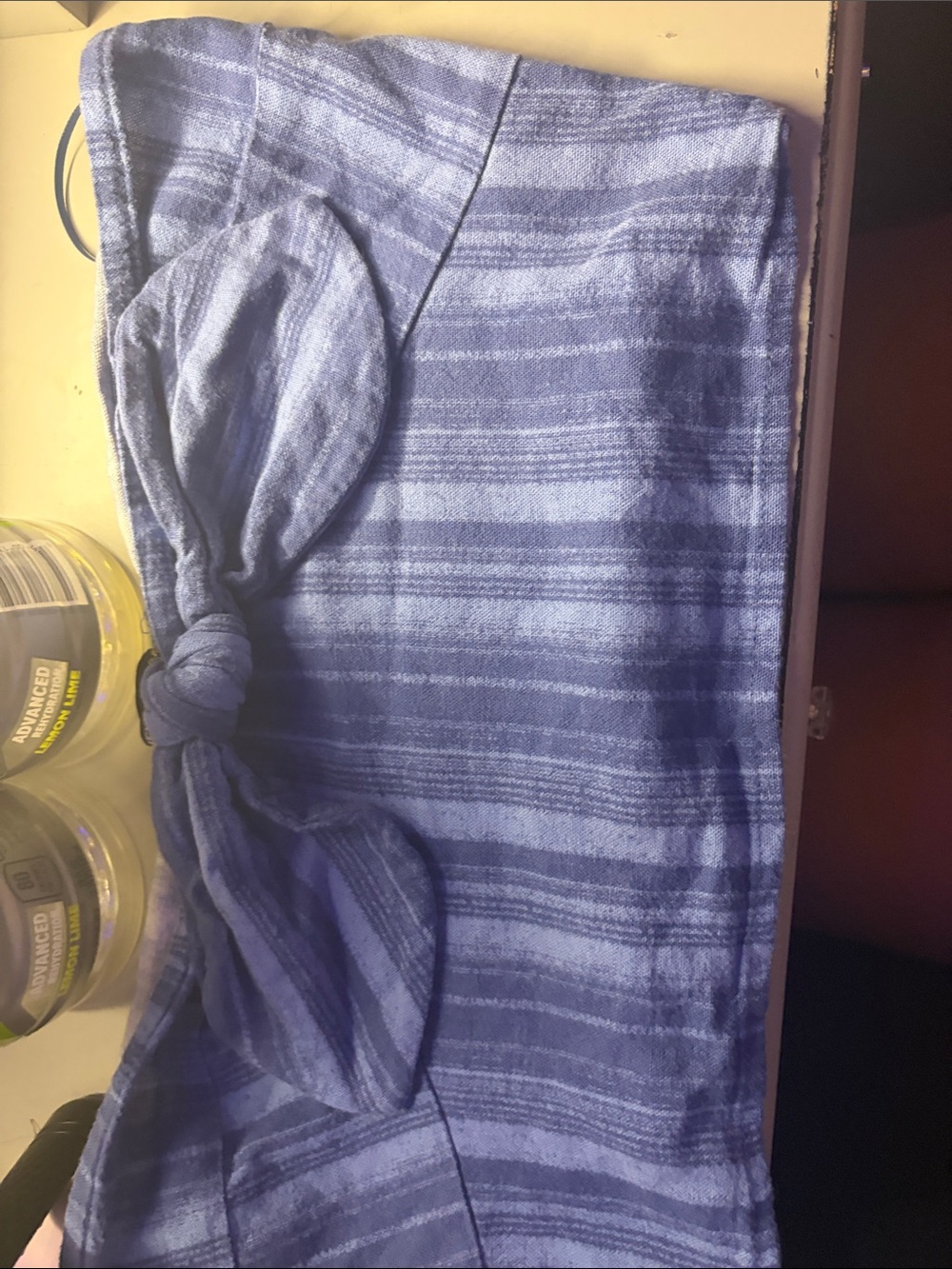 Women’s Blue Striped Tie-Front Tube Top